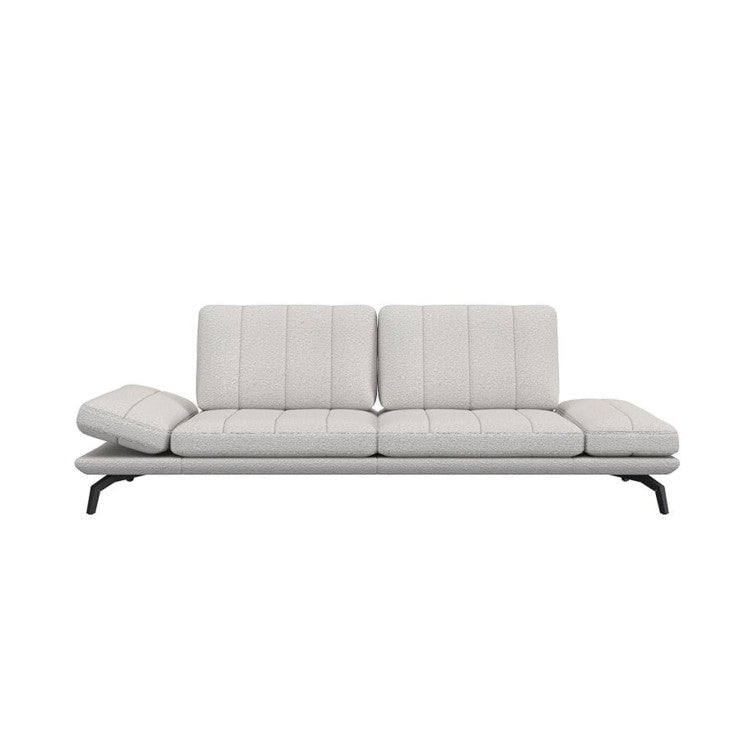 Canapé en tissu bouclé texturé Tropéa avec pieds métal – Off White n°1401 RO – Canapé 3 places