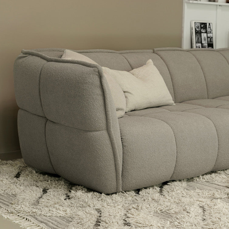 Canapé en tissu bouclette Clyde – Light grey n°42WIL – Canapé 3 places