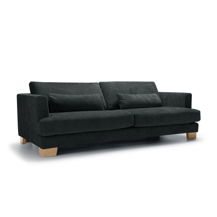 Canapé en tissu chenille Brandon avec pieds bois – Midnight Blue n°9BL – Canapé 3 places
