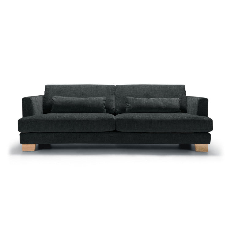 Canapé en tissu chenille Brandon avec pieds bois – Midnight Blue n°9BL – Canapé 3 places