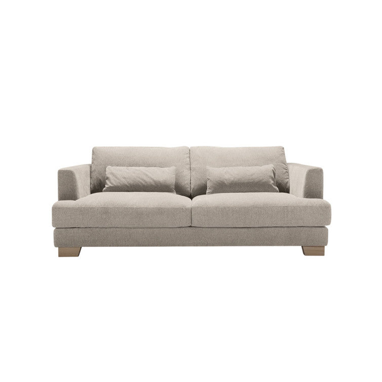 Canapé droit en tissu chenille Brandon avec pieds bois – Nature n°4ST – Canapé 2 places