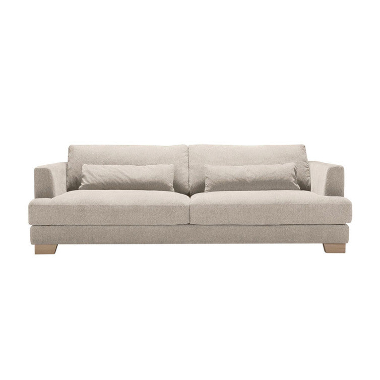 Canapé droit en tissu chenille Brandon avec pieds bois – Nature n°4ST – Canapé 3 places