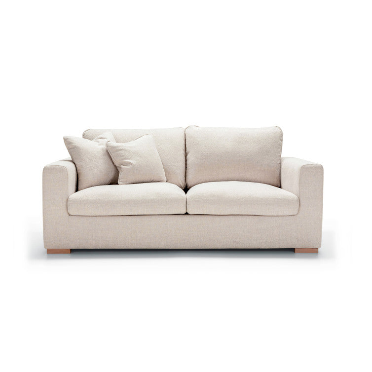 Canapé en tissu chenille chiné Sophia avec pieds bois – Natural n°1SP – Canapé 2 places