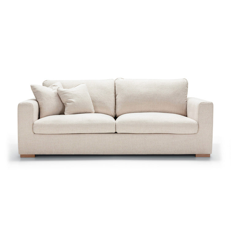 Canapé en tissu chenille chiné Sophia avec pieds bois – Natural n°1SP – Canapé 3 places