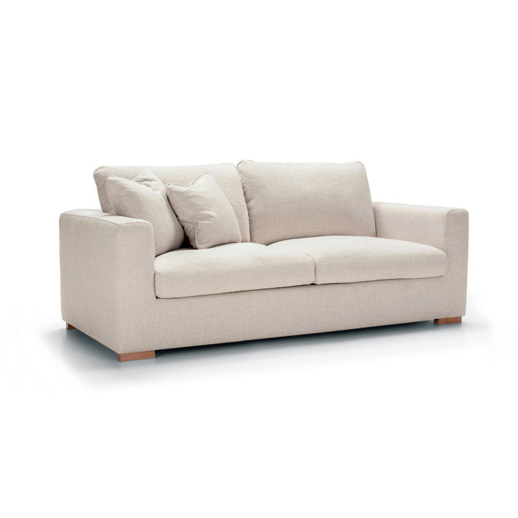 Canapé en tissu chenille chiné Sophia avec pieds bois – Natural n°1SP – Canapé 2 places