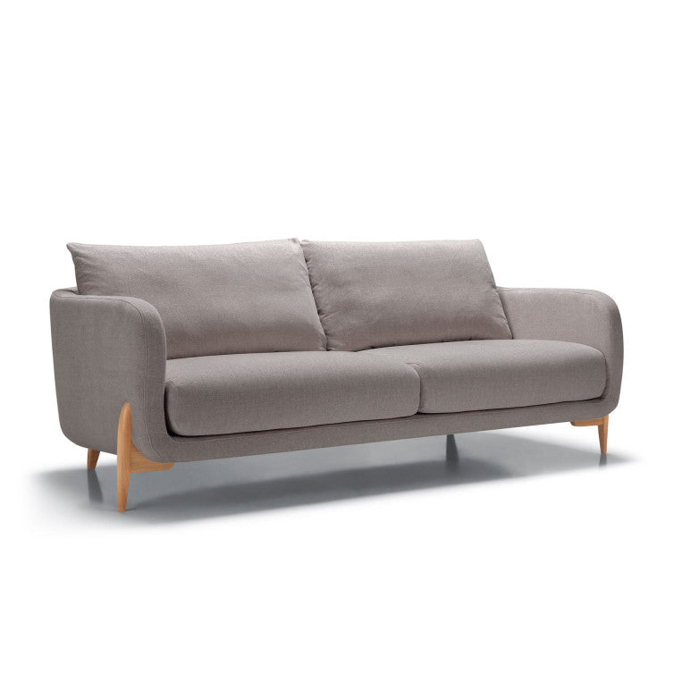 Canapé en tissu chenille Jenny avec pieds bois – Steel n°7ST – Canapé 3 places