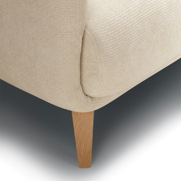 Canapé Moa en tissu chenille épais avec pieds bois – Cream n°1BL – Canapé 3 places