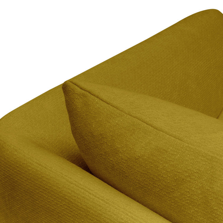 Canapé Moa en tissu chenille épais avec pieds bois – Warm Yellow n°3BL – Canapé 2 places