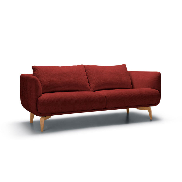 Canapé Moa en tissu chenille épais avec pieds bois – Warm Red n°5BL – Canapé 2 places