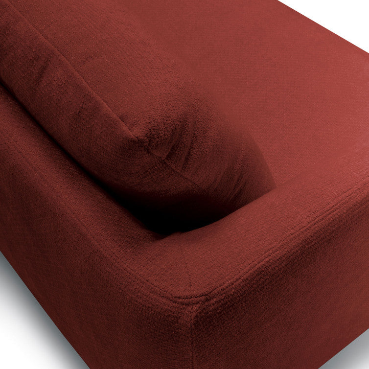 Canapé Moa en tissu chenille épais avec pieds bois – Warm Red n°5BL – Canapé 3 places