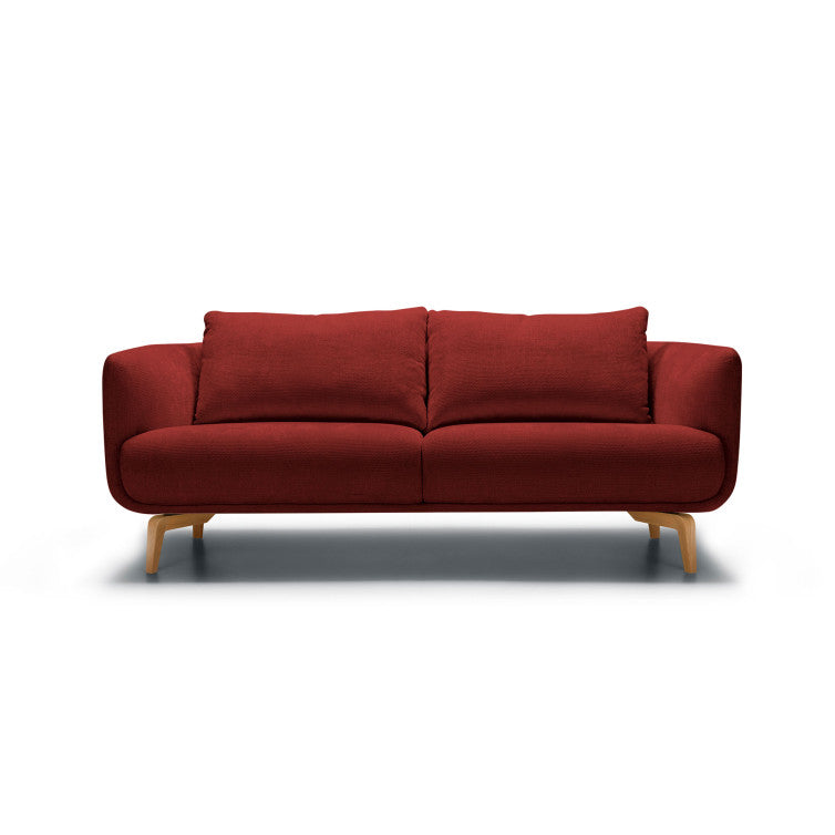 Canapé Moa en tissu chenille épais avec pieds bois – Warm Red n°5BL – Canapé 2 places