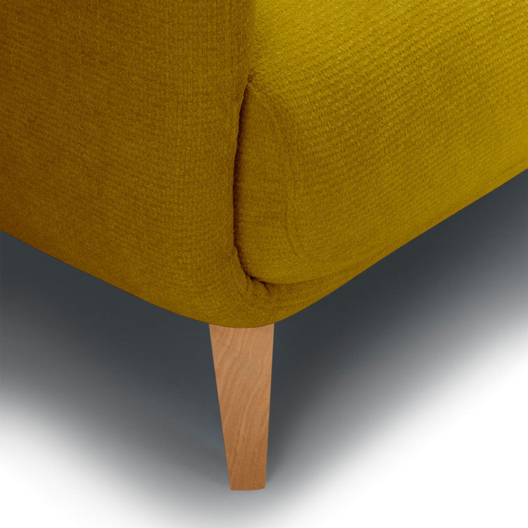 Canapé Moa en tissu chenille épais avec pieds bois – Warm Yellow n°3BL – Canapé 3 places