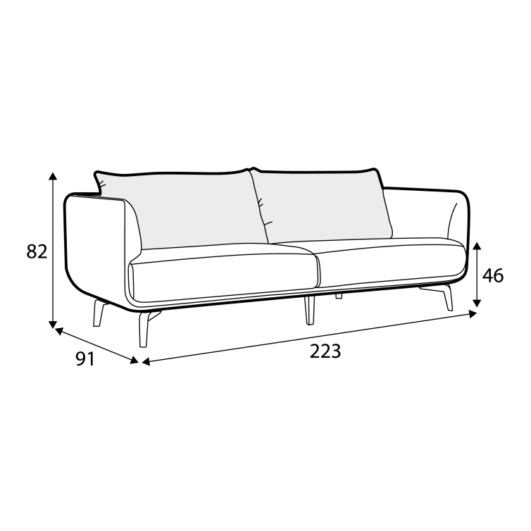 Canapé Moa en tissu chenille épais avec pieds bois – Warm Red n°5BL – Canapé 3 places