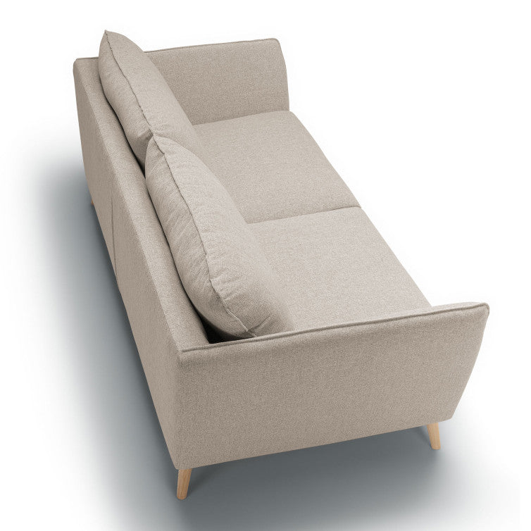 Canapé Stella en tissu chenille avec pieds bois – Natur n°1KI – Canapé 3 places