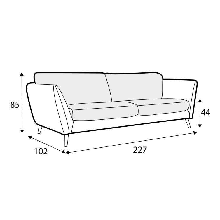 Canapé Stella en tissu chenille avec pieds bois – Natur n°1KI – Canapé 3 places
