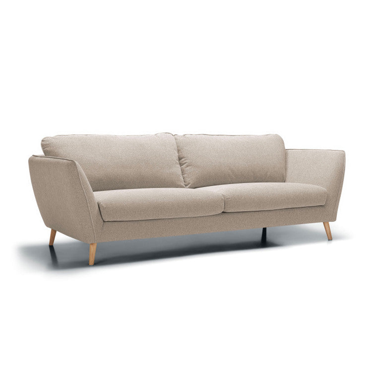 Canapé Stella en tissu chenille avec pieds bois – Natur n°1KI – Canapé 3 places