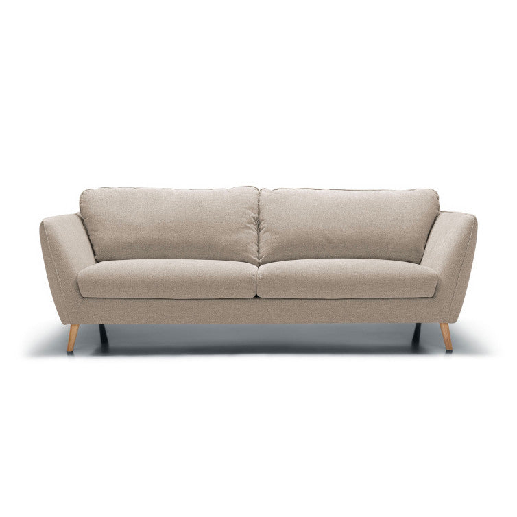 Canapé Stella en tissu chenille avec pieds bois – Natur n°1KI – Canapé 3 places