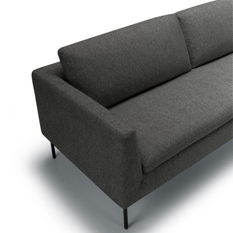Canapé en tissu chiné Charlie avec pieds métal – Anthracite n°6SN – Canapé 3 places