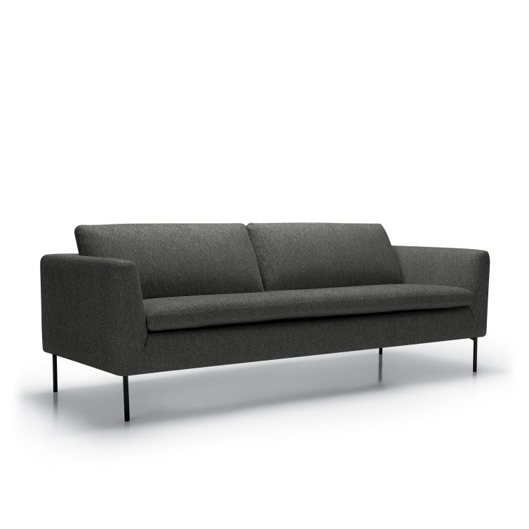 Canapé en tissu chiné Charlie avec pieds métal – Anthracite n°6SN – Canapé 3 places