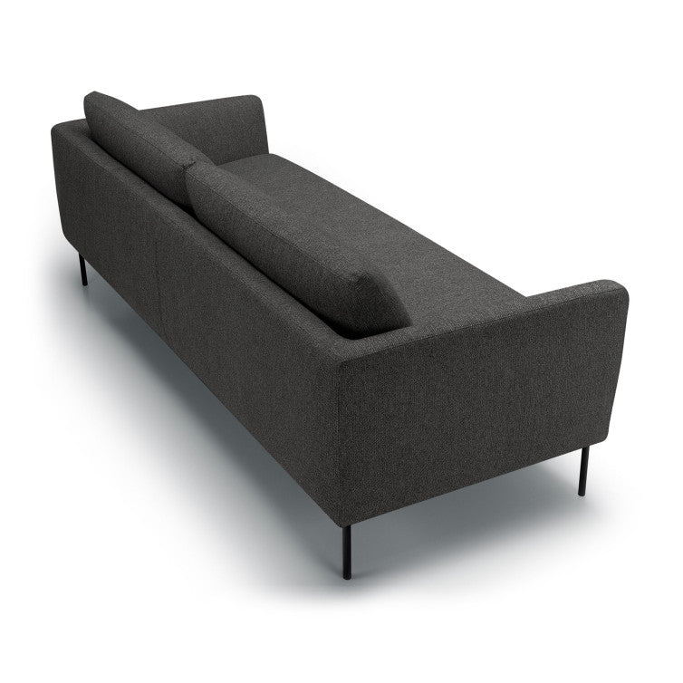 Canapé en tissu chiné Charlie avec pieds métal – Anthracite n°6SN – Canapé 3 places