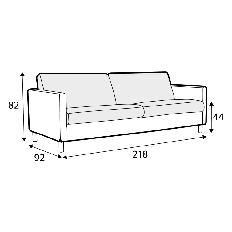 Canapé en tissu chiné Impulse avec pieds métal – Grey beige n°5KI – Canapé 3 places