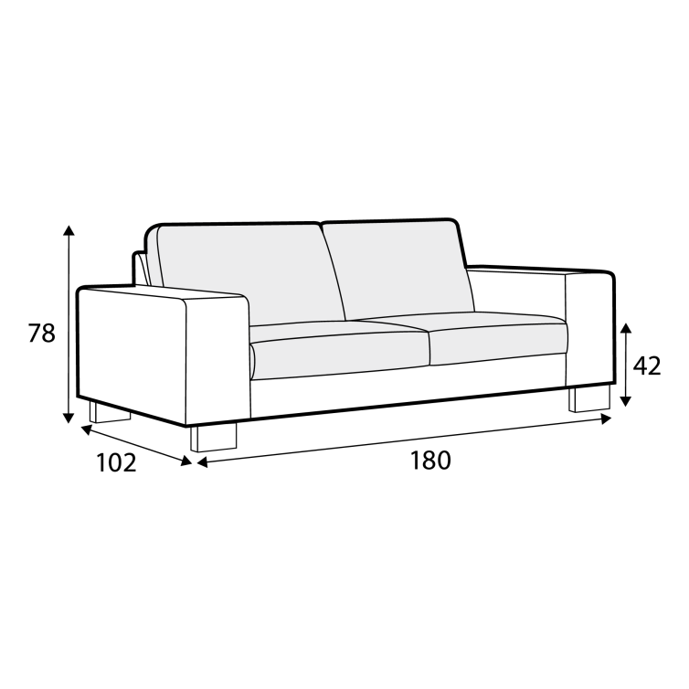 Canapé en tissu chiné Quattro avec pieds bois – Natur n°1KI – Canapé 2 places