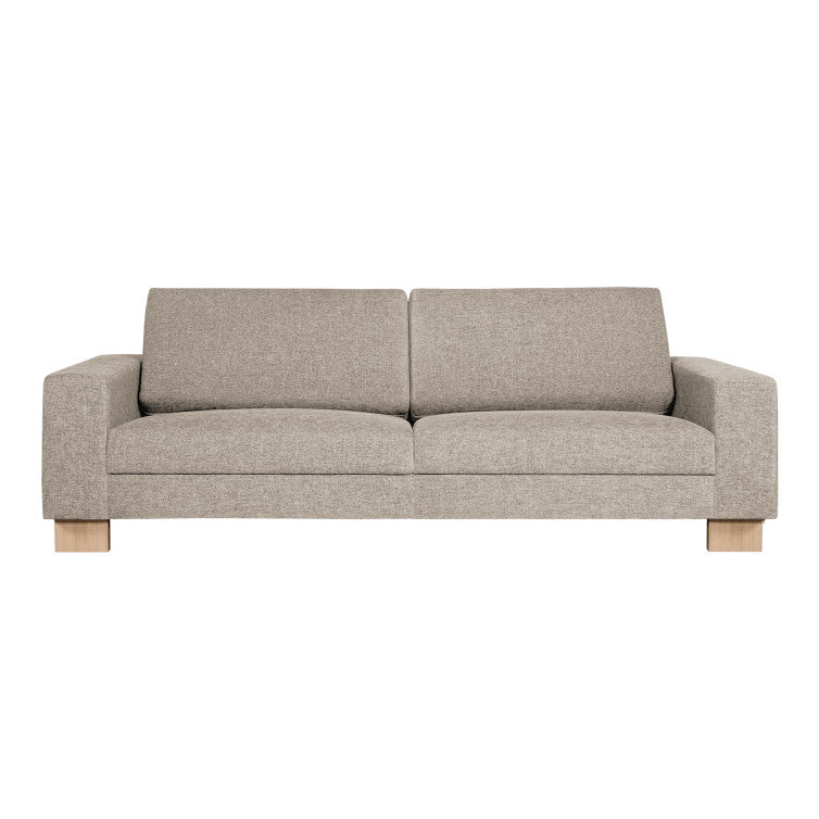 Canapé en tissu chiné Quattro avec pieds bois – Natur n°1KI – Canapé 3 places
