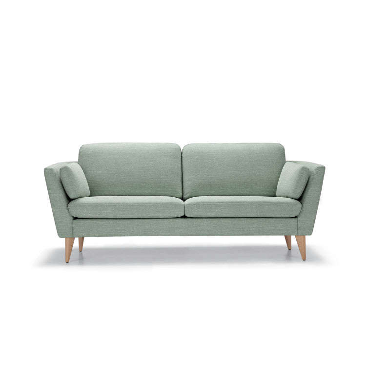 Canapé en tissu naturel coton/lin Mynta avec pieds bois – Turquoise n°7CS – Canapé 2,5 places