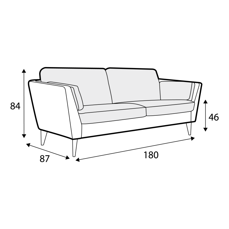 Canapé en tissu naturel coton/lin Mynta avec pieds bois – Grey beige n°12CS – Canapé 2 places