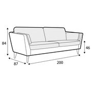 Canapé en tissu naturel coton/lin Mynta avec pieds bois – Beige n°2CS – Canapé 2,5 places