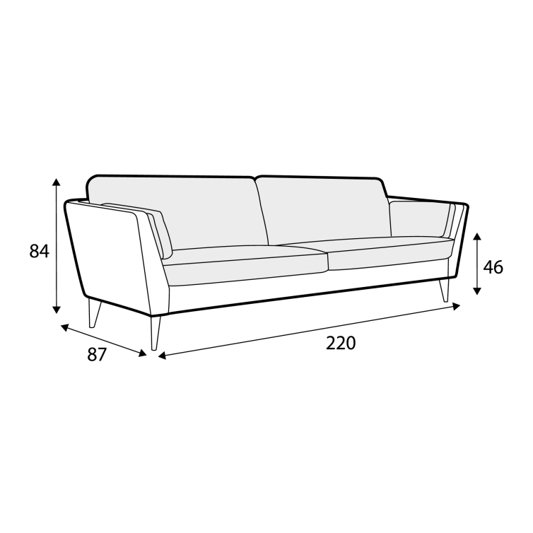 Canapé en tissu naturel coton/lin Mynta avec pieds bois – Beige n°2CS – Canapé 3 places