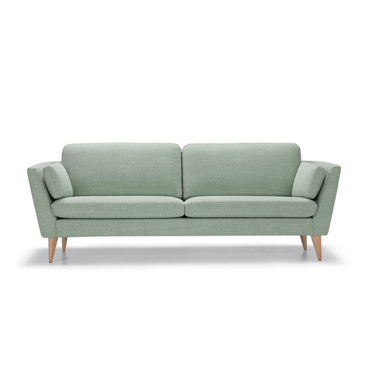 Canapé en tissu naturel coton/lin Mynta avec pieds bois – Turquoise n°7CS – Canapé 3 places