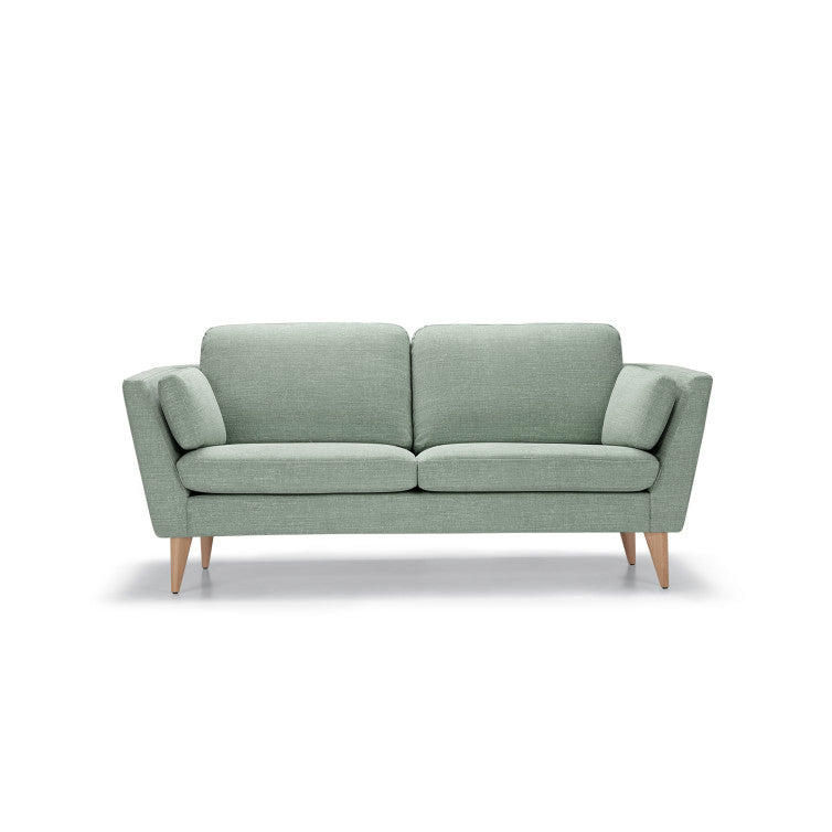 Canapé en tissu naturel coton/lin Mynta avec pieds bois – Turquoise n°7CS – Canapé 2 places