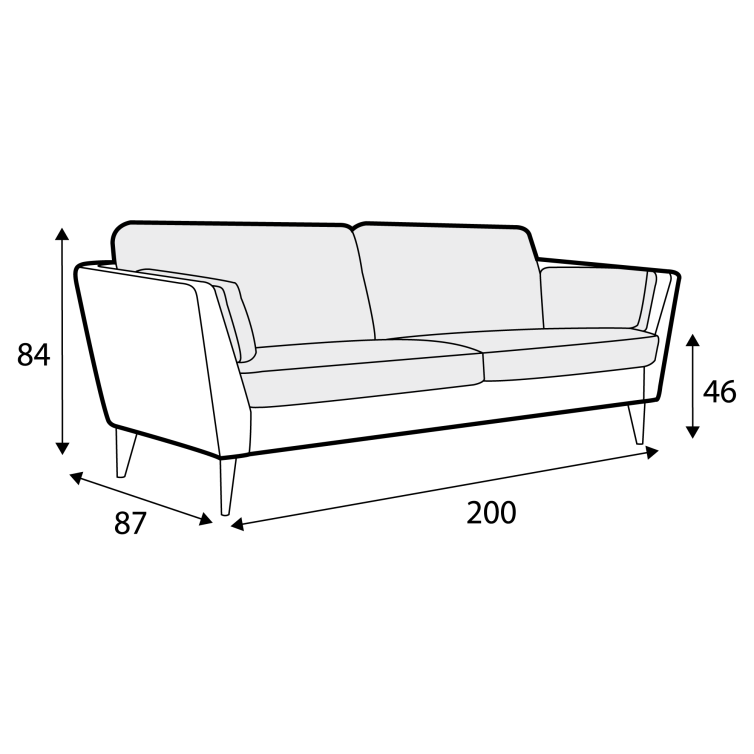 Canapé en tissu naturel coton/lin Mynta avec pieds bois – Turquoise n°7CS – Canapé 2,5 places