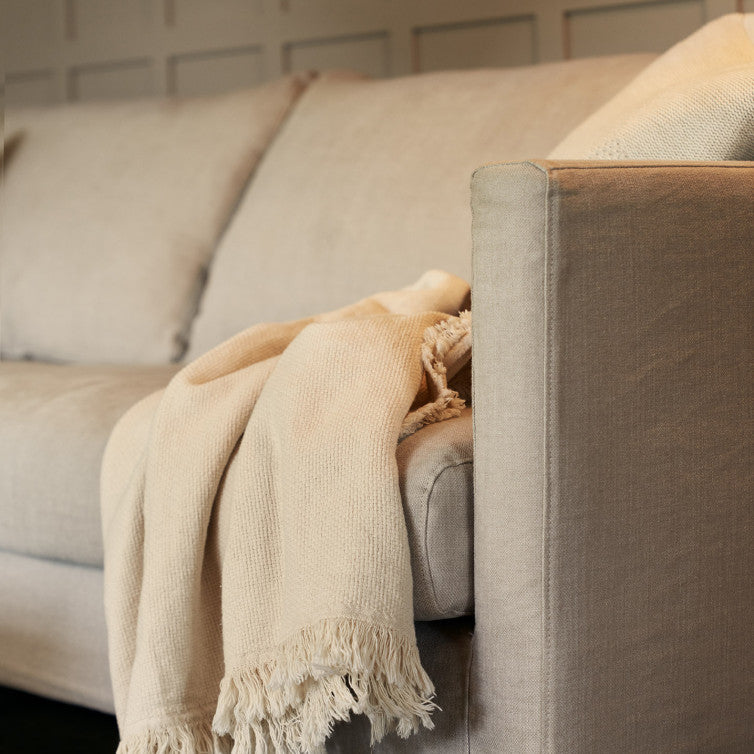 Canapé en tissu naturel coton/lin Impulse avec pieds métal – Light Beige n°3790CAL – Canapé 2,5 places