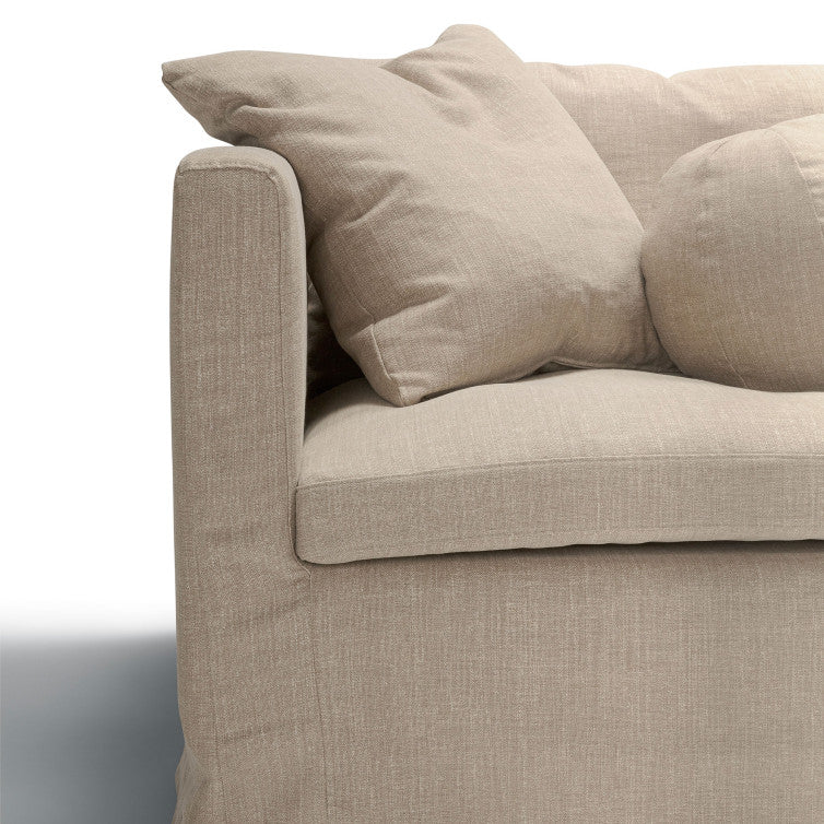 Canapé en tissu naturel coton/lin Lill avec jupette – Natur n°1CS – Canapé 3 places