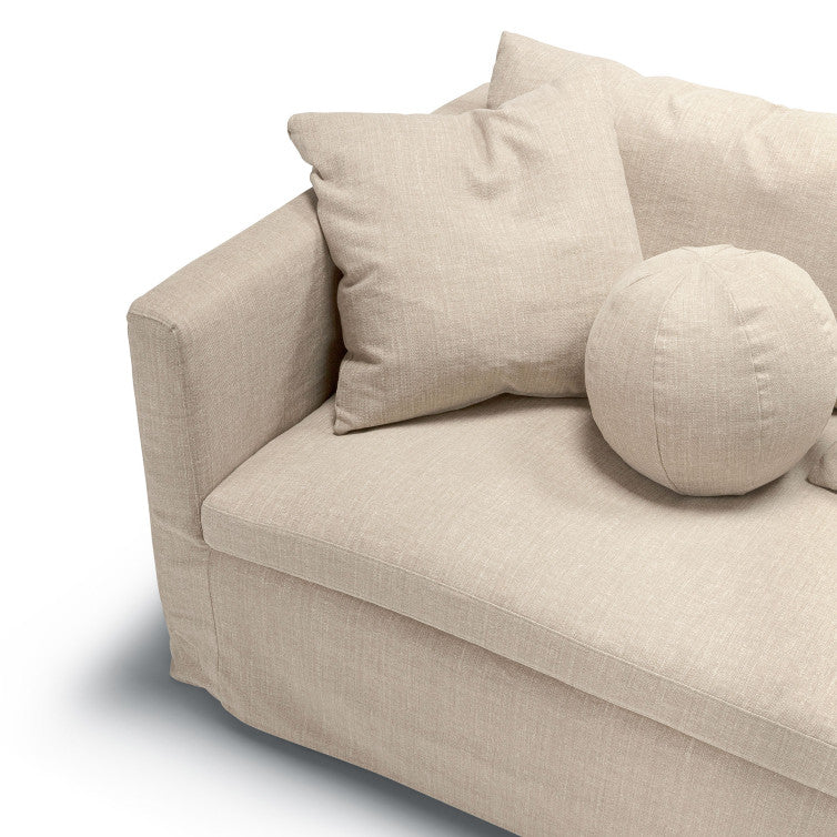 Canapé en tissu naturel coton/lin Lill avec jupette – Natur n°1CS – Canapé 4 places