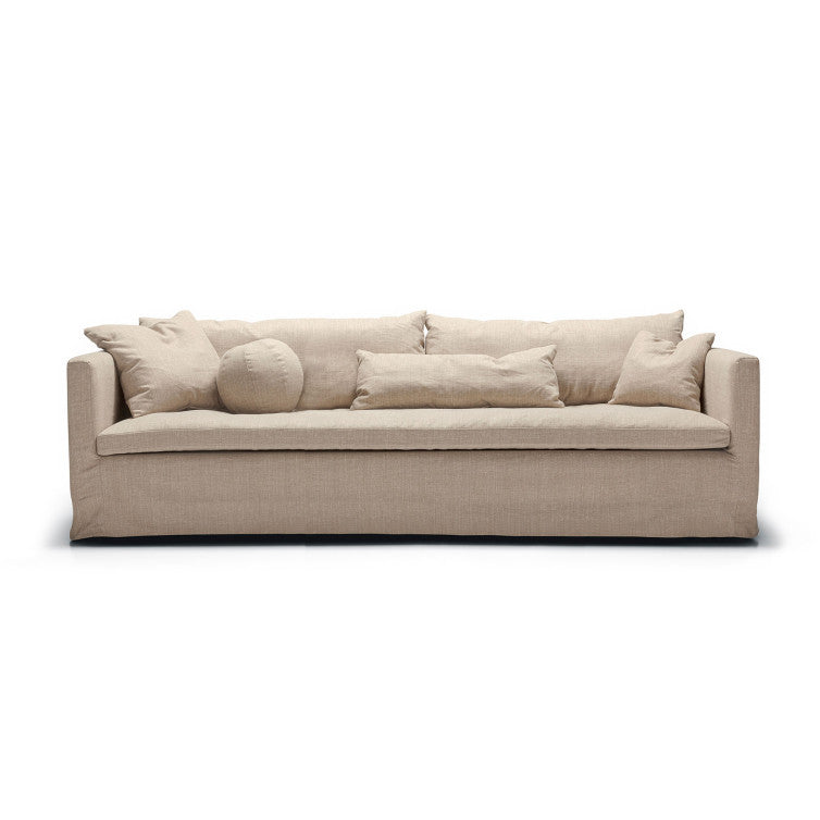 Canapé en tissu naturel coton/lin Lill avec jupette – Natur n°1CS – Canapé 4 places