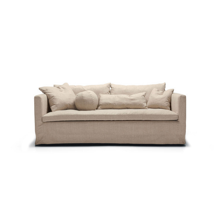 Canapé en tissu naturel coton/lin Lill avec jupette – Natur n°1CS – Canapé 2 places