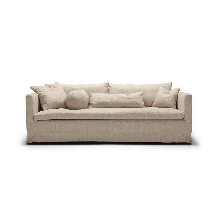 Canapé en tissu naturel coton/lin Lill avec jupette – Natur n°1CS – Canapé 3 places