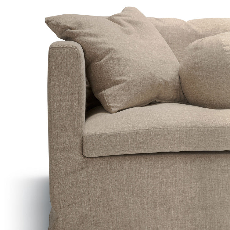 Canapé en tissu naturel coton/lin Lill avec jupette – Beige n°2CS – Canapé 4 places