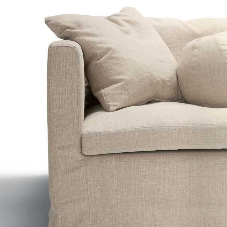 Canapé en tissu naturel coton/lin Lill avec jupette – Natur n°1CS – Canapé 4 places