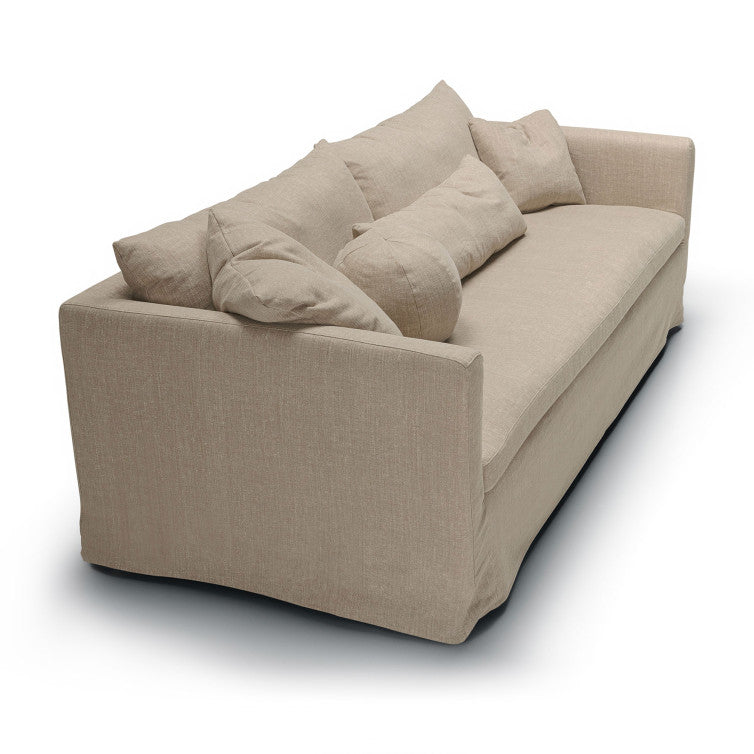 Canapé en tissu naturel coton/lin Lill avec jupette – Beige n°2CS – Canapé 3 places