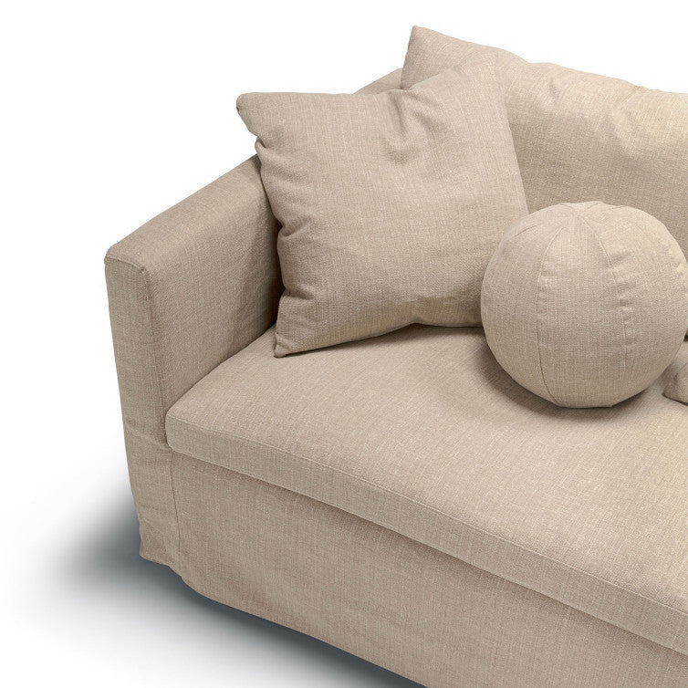 Canapé en tissu naturel coton/lin Lill avec jupette – Natur n°1CS – Canapé 3 places