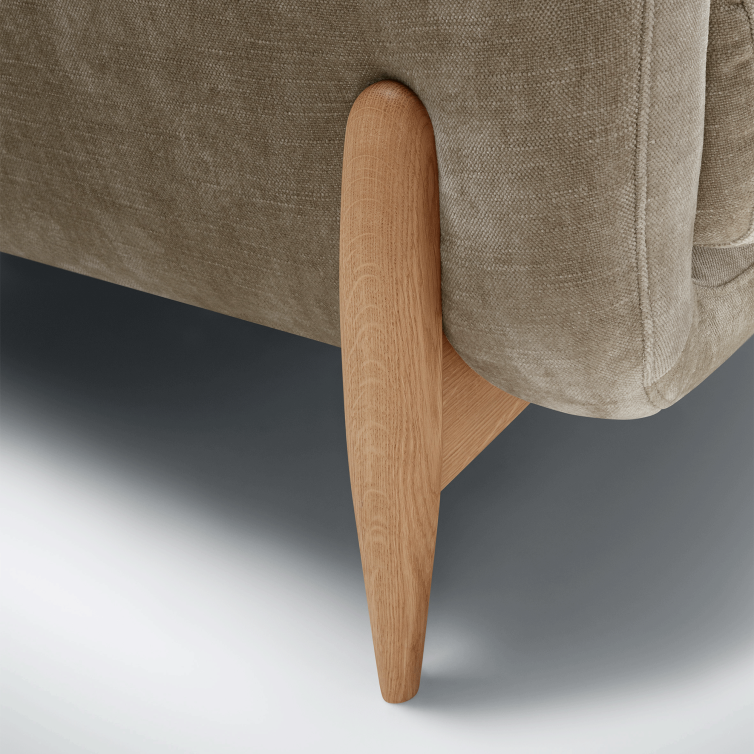 Canapé en velours chenillé Jenny avec pieds bois – Cold Beige n°2WI – Canapé 3 places