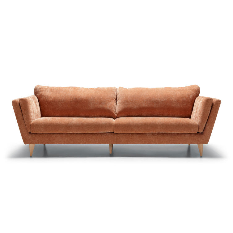 Canapé en velours chenille Nova avec pieds bois – Pail Rust n°7WI – Canapé 3,5 places