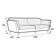 Canapé en velours chenille Nova avec pieds bois – Pail Rust n°7WI – Canapé 3,5 places