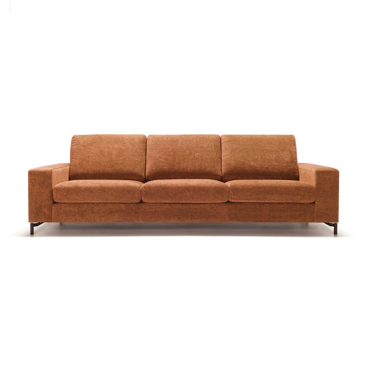 Canapé en velours chenillé Quattro avec pieds métal – Orange n°5AT – Canapé 3,5 places