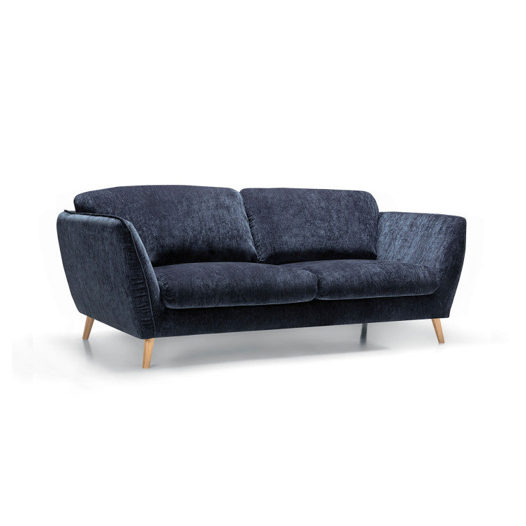 Canapé Stella en velours chenillé avec pieds bois – Dark Blue n°9AT – Canapé 2 places