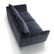 Canapé Stella en velours chenillé avec pieds bois – Dark Blue n°9AT – Canapé 3 places